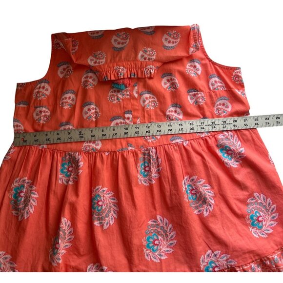 Crown & Ivy Sleeveless Tiered Coral Dress With Tassel Ties L 100% Cotton Made In - Picture 7 of 9